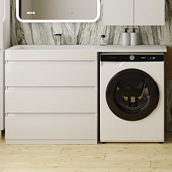 Style Line Тумба с раковиной Даллас 150 L 3 ящика под стиральную машину – фотография-2